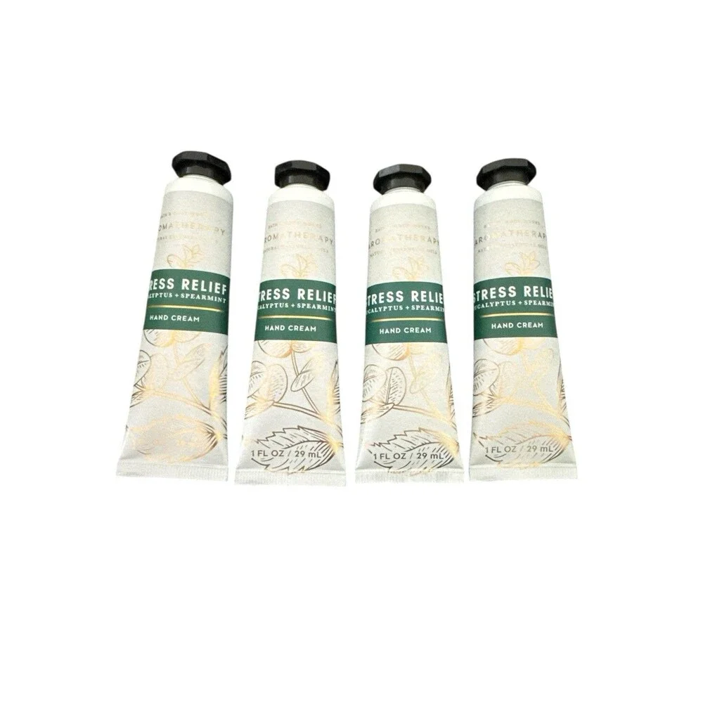 Bath & Body Works Stress Relief Eucalyptus + Spearmint Hand Cream 1 Oz New 4pk